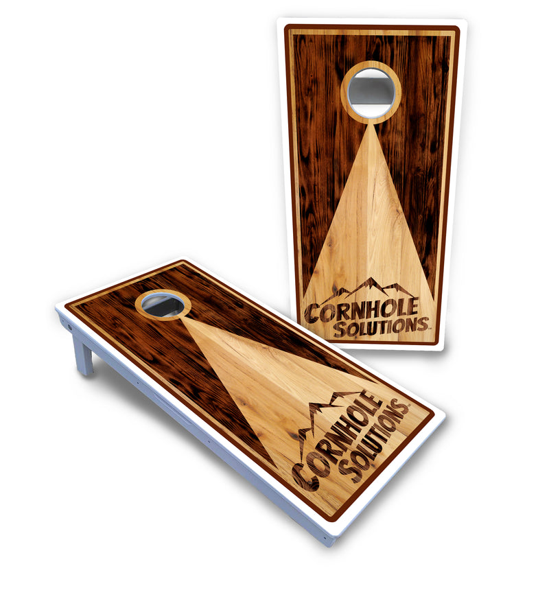 Waterproof - Wooden Triangle Design Options - All Weather Boards "Outdoor Solution" 18mm(3/4")Direct UV Printed - Regulation 2' by 4' Cornhole Boards (Set of 2 Boards) Double Thick Legs, with Leg Brace & Dual Support Braces!