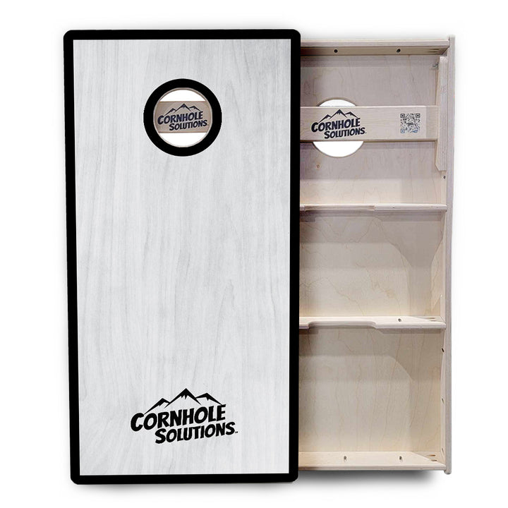 Red/Black Hole Ring Grey Wash Cornhole Boards - Professional Tournament Series