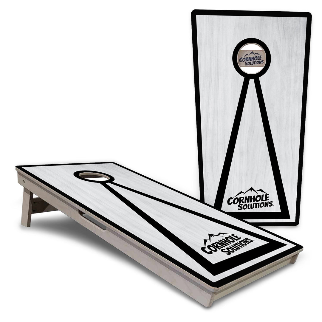 Red/Black Hole Ring Grey Wash Cornhole Boards - Professional Tournament Series