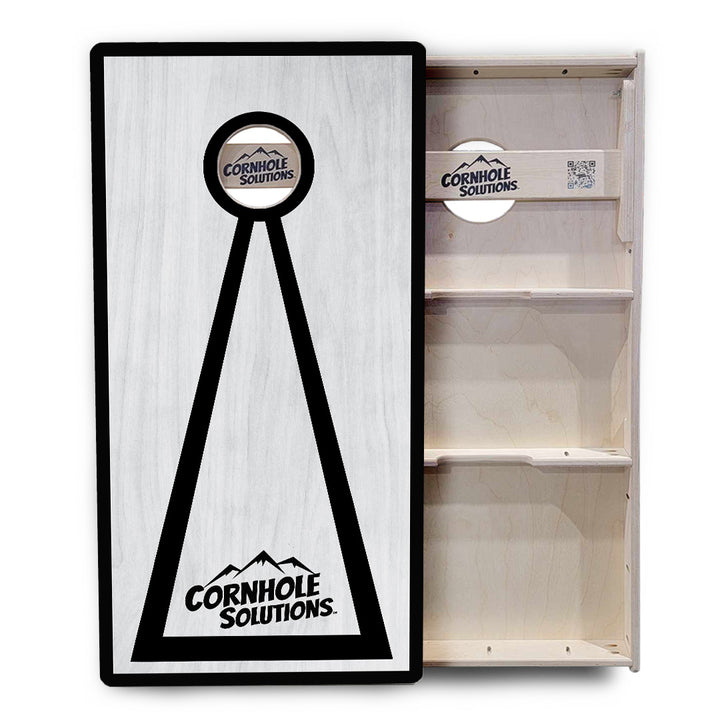 Red/Black Hole Ring Grey Wash Cornhole Boards - Professional Tournament Series