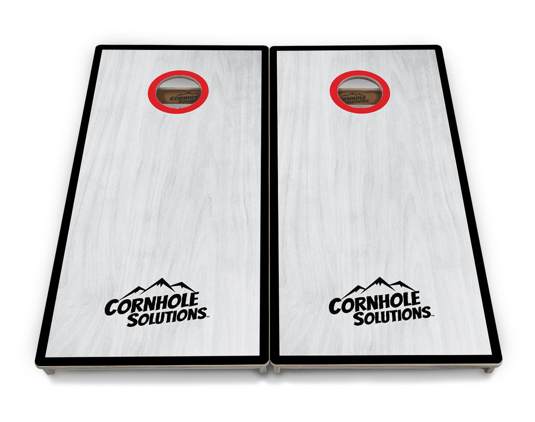 Red/Black Hole Ring Grey Wash Cornhole Boards - Professional Tournament Series