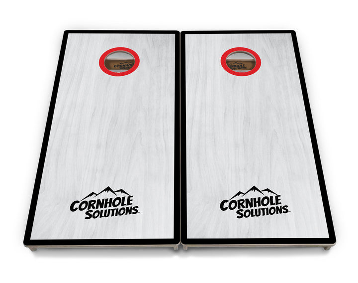Red/Black Hole Ring Grey Wash Cornhole Boards - Professional Tournament Series