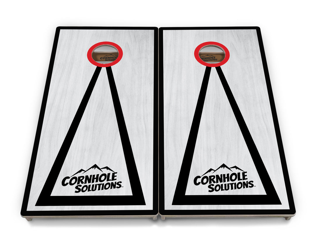 Red/Black Hole Ring Grey Wash Cornhole Boards - Professional Tournament Series