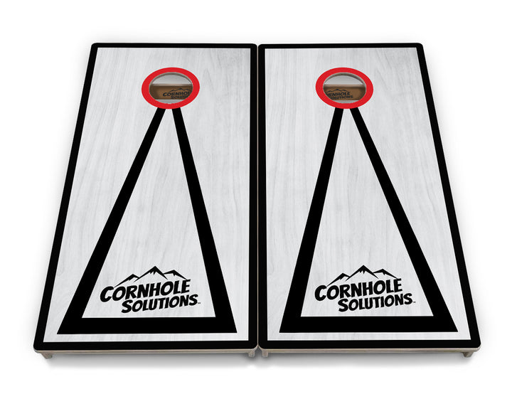 Red/Black Hole Ring Grey Wash Cornhole Boards - Professional Tournament Series