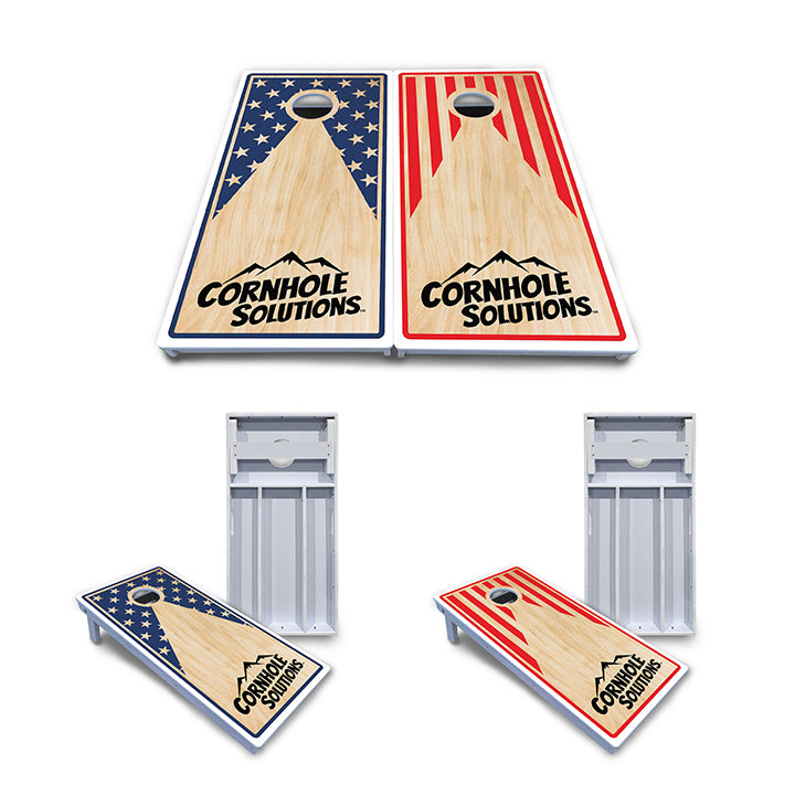 Waterproof - Stars & Stripes Design Options - All Weather Boards "Outdoor Solution" 18mm(3/4")Direct UV Printed - Regulation 2' by 4' Cornhole Boards (Set of 2 Boards) Double Thick Legs, with Leg Brace & Dual Support Braces!