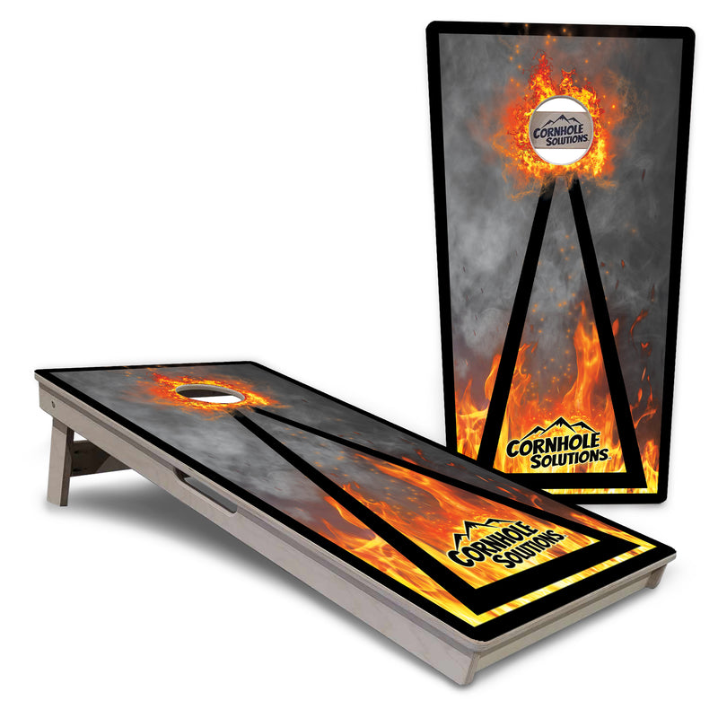 Tournament Boards - Fire Triangle CS Logo - Professional Tournament 2'x4' Regulation Cornhole Set - 3/4″ Baltic Birch + UV Direct Print + UV Clear Coat