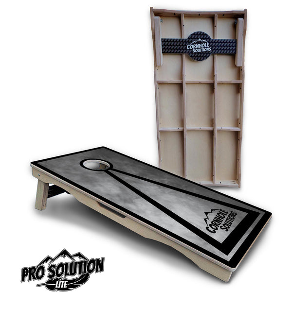 Pro Solution Lite - Smoke Triangle Design Options - Professional Tournament Cornhole Boards 3/4" Baltic Birch - Zero Bounce Zero Movement Vertical Interlocking Braces for Extra Weight & Stability +Double Thick Legs +Airmail Blocker