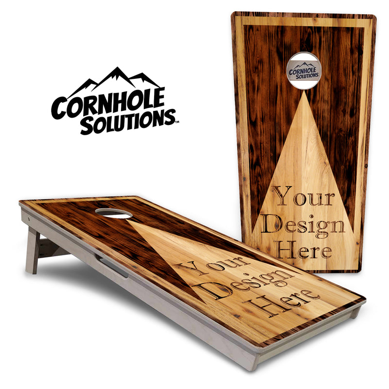 Tournament Boards - Custom Wooden Triangle Background - Professional Tournament 2'x4' Regulation Cornhole Set - 3/4″ Baltic Birch - UV Direct Print + UV Clear Coat