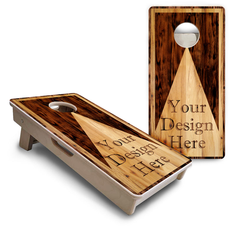 Mini Cornhole 12"x24" Boards - 4" holes - Custom Wooden Triangle (No Trademark Requests) - 3/4″ Baltic Birch