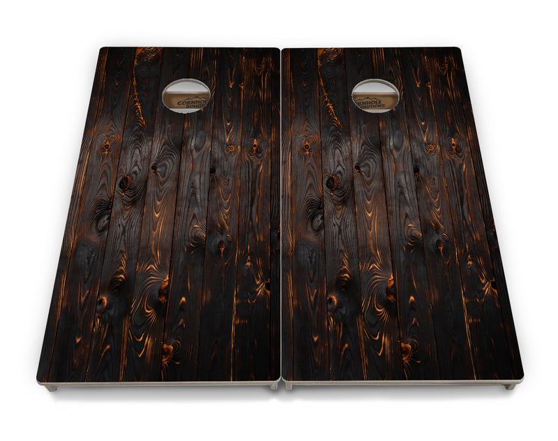 Tournament Boards - Dark Burnt Wood Design Options - Professional Tournament 2'x4' Regulation Cornhole Set - 3/4″ Baltic Birch + UV Direct Print + UV Clear Coat