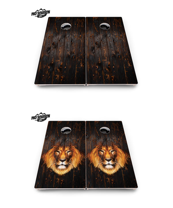 Pro Solution Lite - Dark Burnt Wood Design Options - Professional Tournament Cornhole Boards 3/4" Baltic Birch - Zero Bounce Zero Movement Vertical Interlocking Braces for Extra Weight & Stability +Double Thick Legs +Airmail Blocker