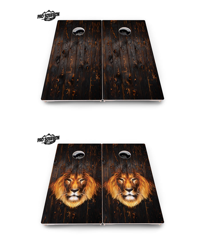 Pro Solution Lite - Dark Burnt Wood Design Options - Professional Tournament Cornhole Boards 3/4" Baltic Birch - Zero Bounce Zero Movement Vertical Interlocking Braces for Extra Weight & Stability +Double Thick Legs +Airmail Blocker