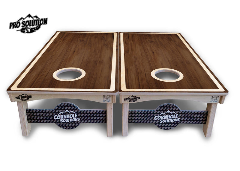 Pro Solution Elite - Dark Wood Design - Professional Tournament Cornhole Boards 3/4" Baltic Birch - Zero Bounce Zero Movement Vertical Interlocking Braces for Extra Weight & Stability +Double Thick Legs +Airmail Blocker