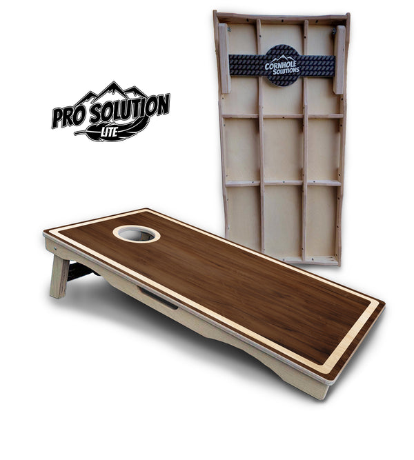 Pro Solution Lite - Dark Wood Design - Professional Tournament Cornhole Boards 3/4" Baltic Birch - Zero Bounce Zero Movement Vertical Interlocking Braces for Extra Weight & Stability +Double Thick Legs +Airmail Blocker