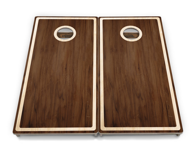 Tournament Boards - Dark Wood Natural Border - Professional Tournament 2'x4' Regulation Cornhole Set - 3/4″ Baltic Birch + UV Direct Print + UV Clear Coat