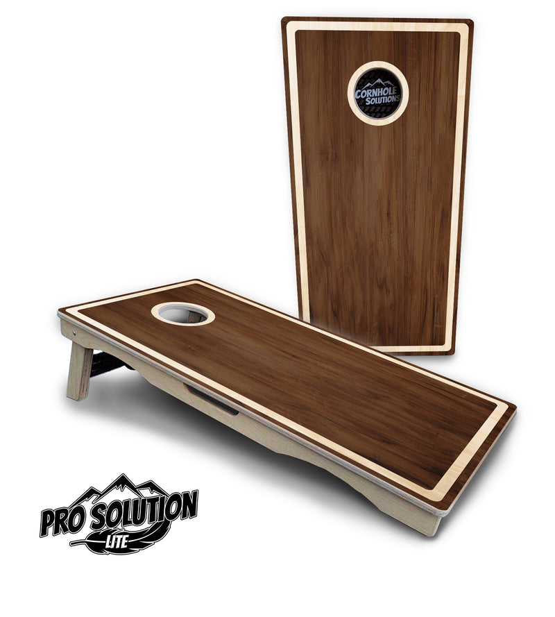 Pro Solution Elite - Dark Wood Design - Professional Tournament Cornhole Boards 3/4" Baltic Birch - Zero Bounce Zero Movement Vertical Interlocking Braces for Extra Weight & Stability +Double Thick Legs +Airmail Blocker