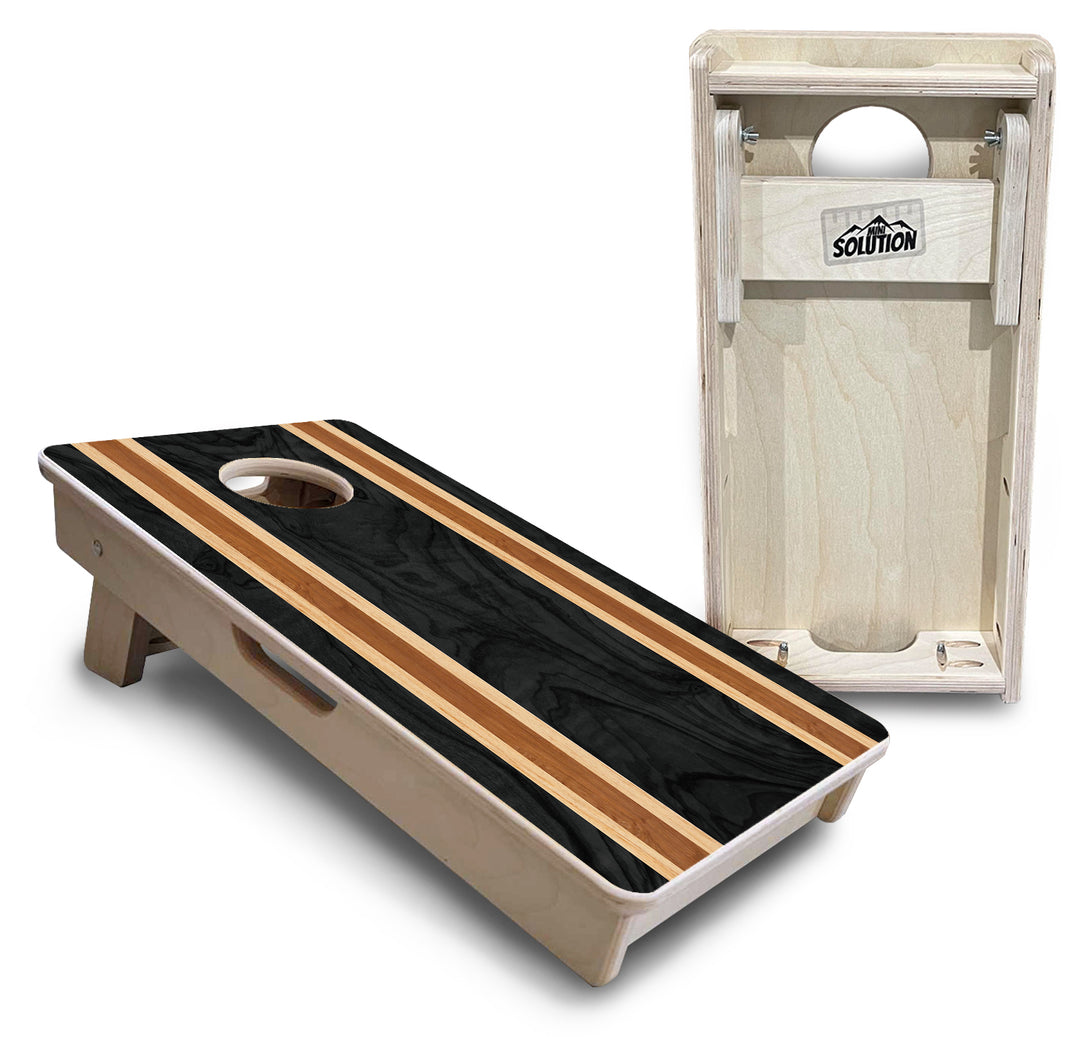 Mini Cornhole Boards - Dark Wood Stripe