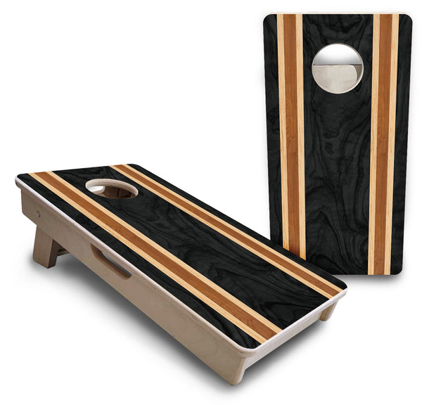 Mini 12" by 24" Cornhole Boards - 4" holes - Dark Wood Stripe Design - 18mm(3/4″) Baltic Birch