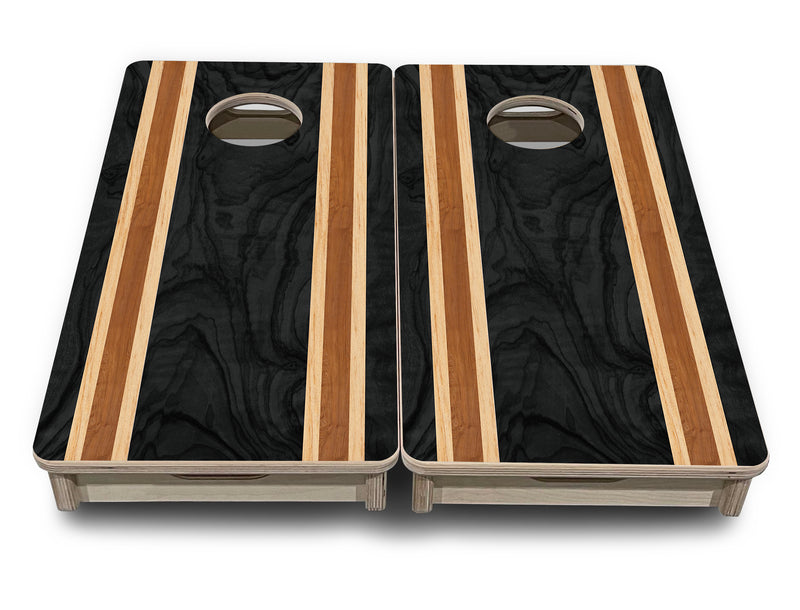 Mini 12" by 24" Cornhole Boards - 4" holes - Dark Wood Stripe Design - 18mm(3/4″) Baltic Birch