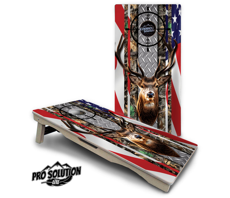 Pro Solution Lite - Scope Deer & Fish Design Options - Professional Tournament Cornhole Boards 3/4" Baltic Birch - Zero Bounce Zero Movement Vertical Interlocking Braces for Extra Weight & Stability +Double Thick Legs +Airmail Blocker