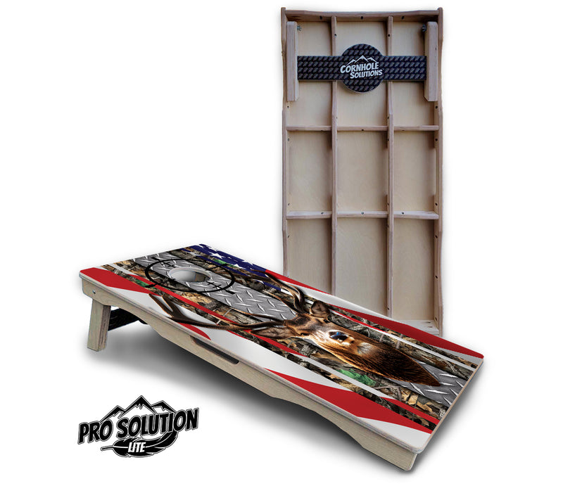 Pro Solution Lite - Scope Deer & Fish Design Options - Professional Tournament Cornhole Boards 3/4" Baltic Birch - Zero Bounce Zero Movement Vertical Interlocking Braces for Extra Weight & Stability +Double Thick Legs +Airmail Blocker