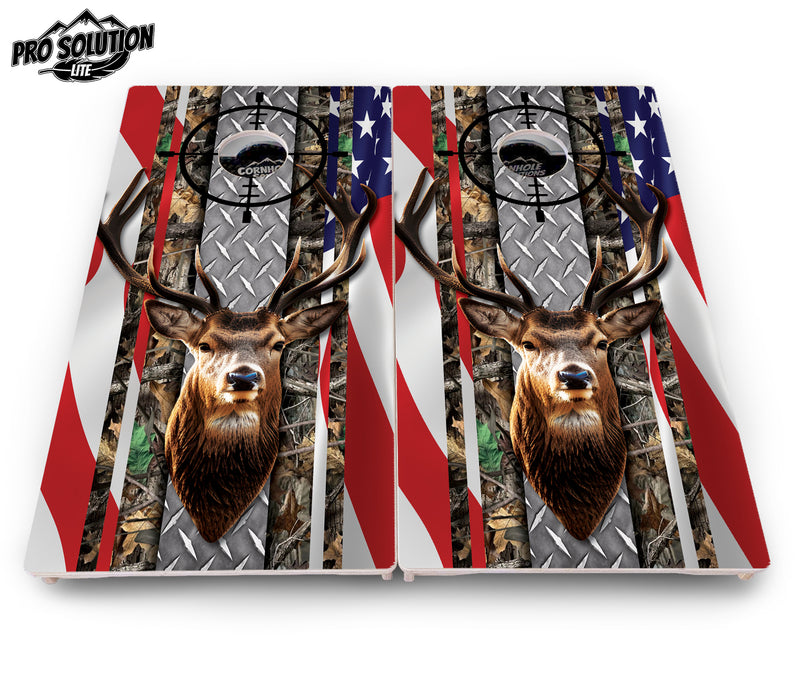 Pro Solution Lite - Scope Deer & Fish Design Options - Professional Tournament Cornhole Boards 3/4" Baltic Birch - Zero Bounce Zero Movement Vertical Interlocking Braces for Extra Weight & Stability +Double Thick Legs +Airmail Blocker