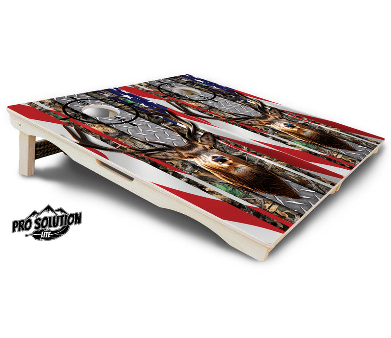 Pro Solution Lite - Scope Deer & Fish Design Options - Professional Tournament Cornhole Boards 3/4" Baltic Birch - Zero Bounce Zero Movement Vertical Interlocking Braces for Extra Weight & Stability +Double Thick Legs +Airmail Blocker