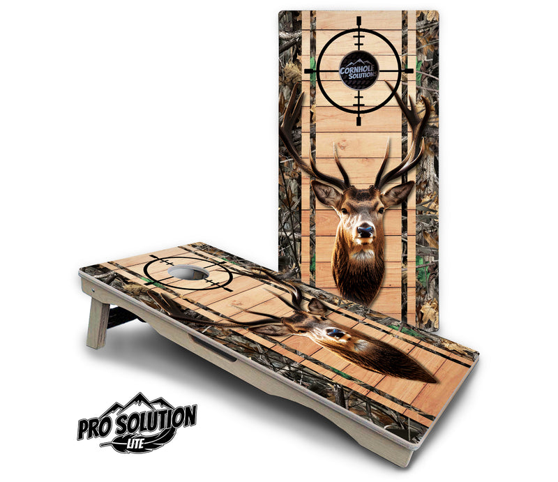 Pro Solution Lite - Scope Deer & Fish Plank Design Options - Professional Tournament Cornhole Boards 3/4" Baltic Birch - Zero Bounce Zero Movement Vertical Interlocking Braces for Extra Weight & Stability +Double Thick Legs +Airmail Blocker