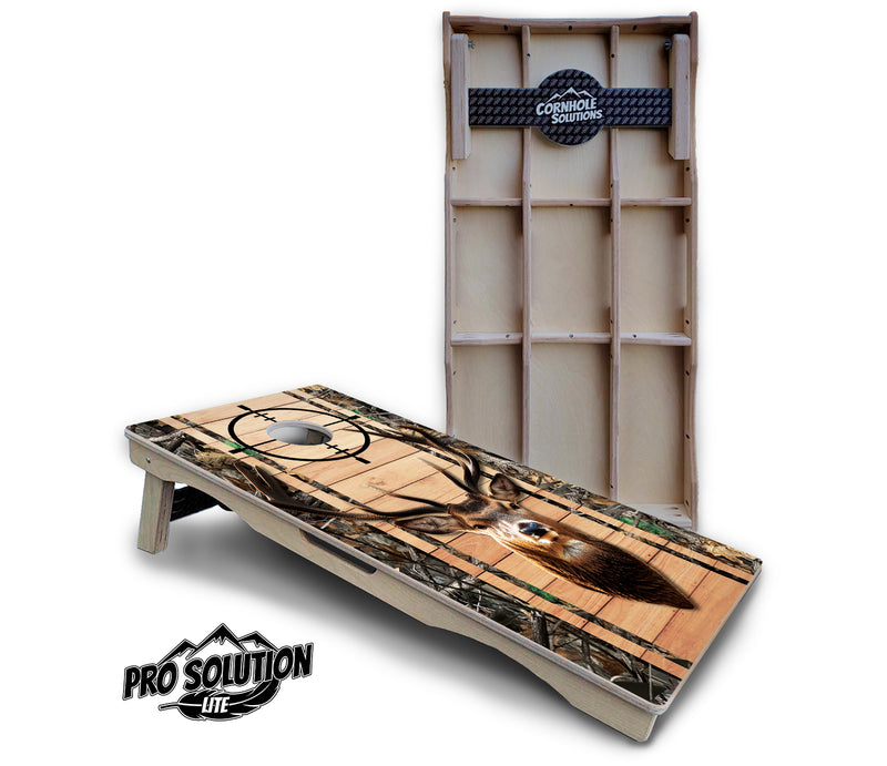 Pro Solution Lite - Scope Deer & Fish Plank Design Options - Professional Tournament Cornhole Boards 3/4" Baltic Birch - Zero Bounce Zero Movement Vertical Interlocking Braces for Extra Weight & Stability +Double Thick Legs +Airmail Blocker