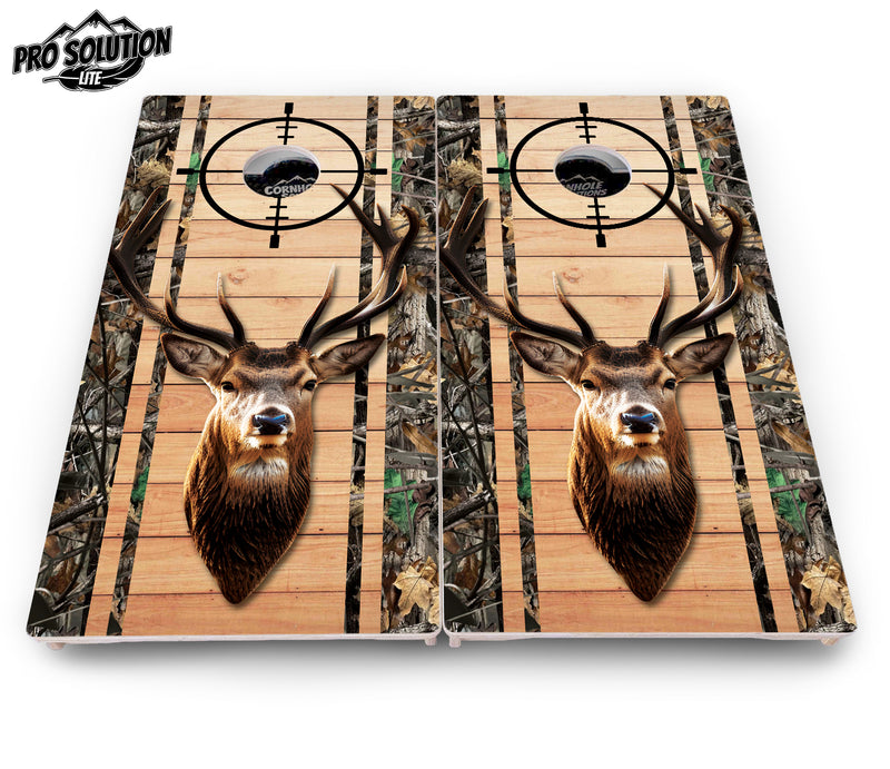 Pro Solution Lite - Scope Deer & Fish Plank Design Options - Professional Tournament Cornhole Boards 3/4" Baltic Birch - Zero Bounce Zero Movement Vertical Interlocking Braces for Extra Weight & Stability +Double Thick Legs +Airmail Blocker