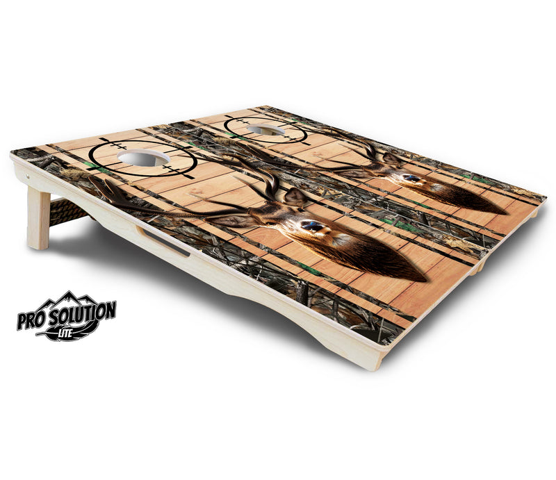 Pro Solution Lite - Scope Deer & Fish Plank Design Options - Professional Tournament Cornhole Boards 3/4" Baltic Birch - Zero Bounce Zero Movement Vertical Interlocking Braces for Extra Weight & Stability +Double Thick Legs +Airmail Blocker