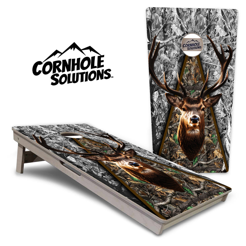 Tournament Boards - Deer Head Triangle - Professional Tournament 2'x4' Regulation Cornhole Set - 3/4″ Baltic Birch + UV Direct Print + UV Clear Coat