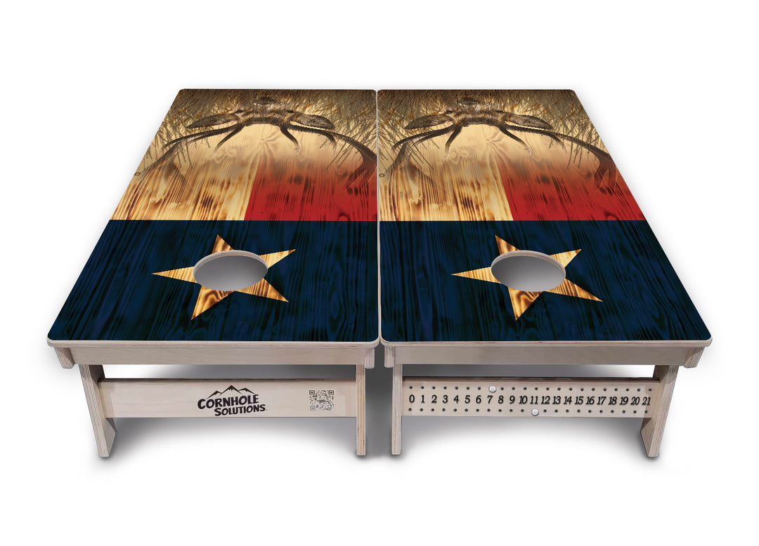 Texas Flag Deer & Fish Cornhole Boards - Professional Tournament Series
