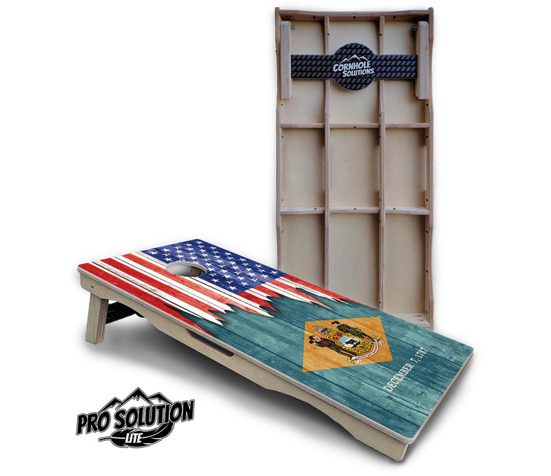 Pro Solution Lite - State Flag Designs Alabama to Georgia - Professional Tournament Cornhole Boards 3/4" Baltic Birch - Zero Bounce Zero Movement Vertical Interlocking Braces for Extra Weight & Stability +Double Thick Legs +Airmail Blocker