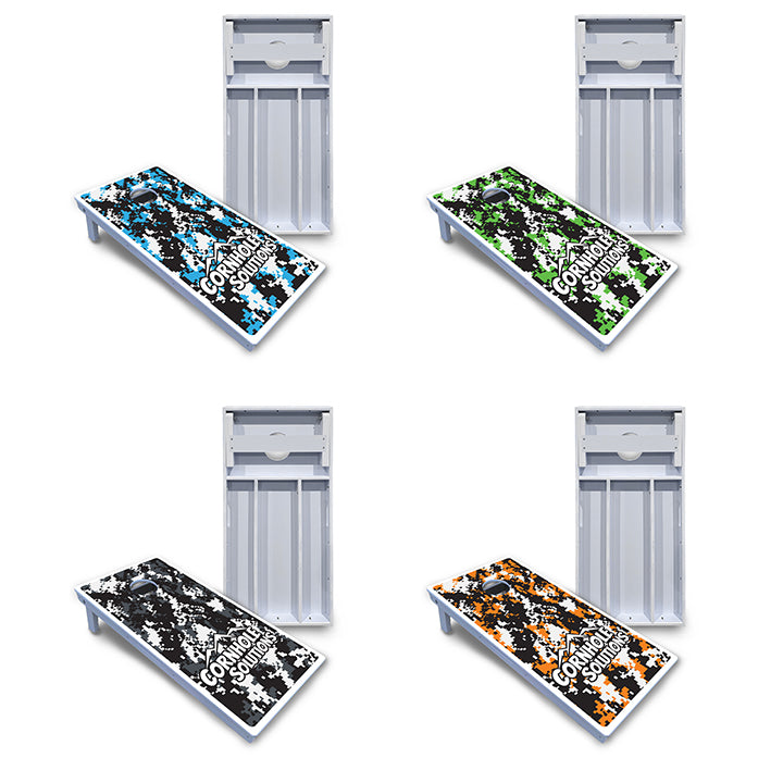 Waterproof - Digital Camo Design Options - All Weather Boards "Outdoor Solution" 18mm(3/4")Direct UV Printed - Regulation 2' by 4' Cornhole Boards (Set of 2 Boards) Double Thick Legs, with Leg Brace & Dual Support Braces!