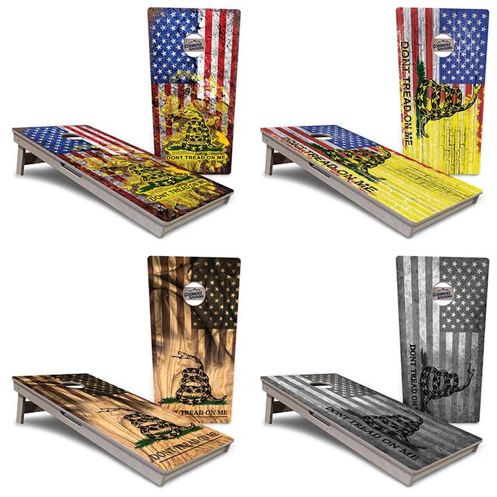 Tournament Boards - Don't Tread On Me Design Options - Professional Tournament 2'x4' Regulation Cornhole Set - 3/4″ Baltic Birch + UV Direct Print + UV Clear Coat