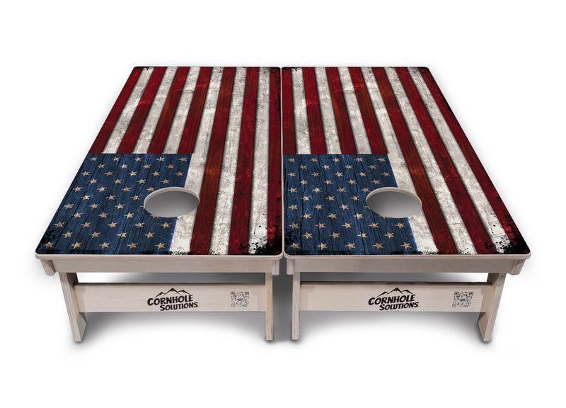 Tournament Boards - Rustic American Flag Design Options - Professional Tournament 2'x4' Regulation Cornhole Set - 3/4″ Baltic Birch + UV Direct Print + UV Clear Coat