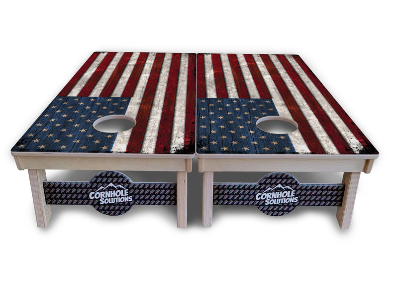 Tournament Boards - Rustic American Flag Design Options - Professional Tournament 2'x4' Regulation Cornhole Set - 3/4″ Baltic Birch + UV Direct Print + UV Clear Coat