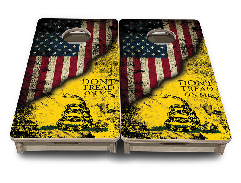 Mini 12" by 24" Cornhole Boards - 4" holes - Don't Tread & We The People Designs