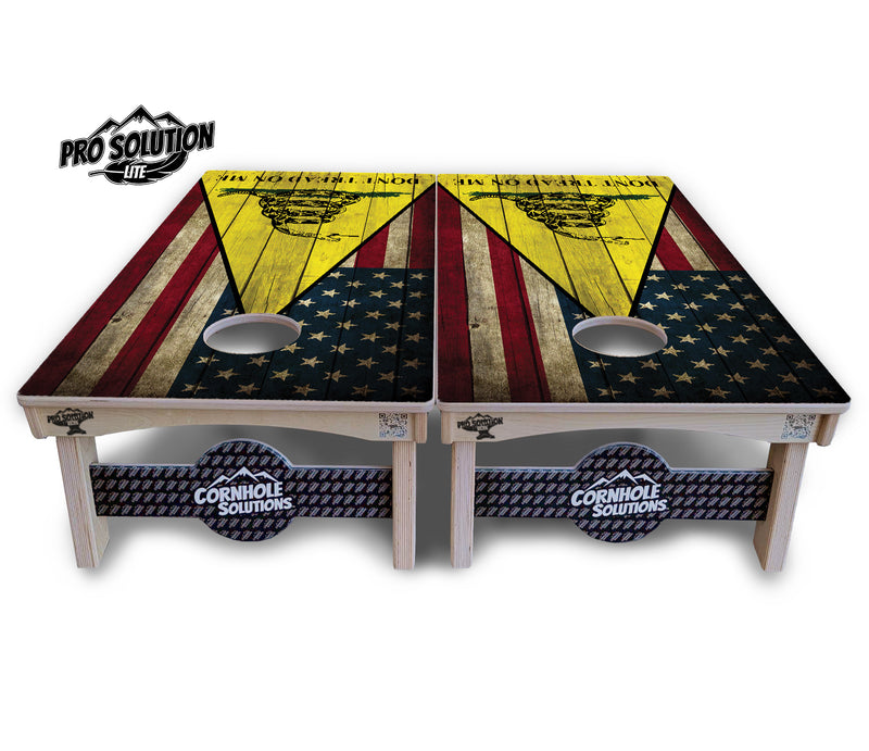 Pro Solution Lite - DTOM Rustic Triangle - Professional Tournament Cornhole Boards 3/4" Baltic Birch - Zero Bounce Zero Movement Vertical Interlocking Braces for Extra Weight & Stability +Double Thick Legs +Airmail Blocker