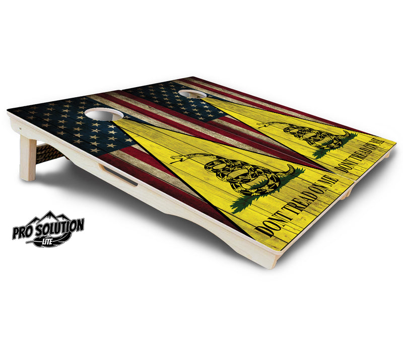 Pro Solution Lite - DTOM Rustic Triangle - Professional Tournament Cornhole Boards 3/4" Baltic Birch - Zero Bounce Zero Movement Vertical Interlocking Braces for Extra Weight & Stability +Double Thick Legs +Airmail Blocker