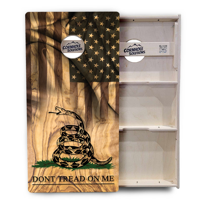 Tournament Boards - Don't Tread On Me Design Options - Professional Tournament 2'x4' Regulation Cornhole Set - 3/4″ Baltic Birch + UV Direct Print + UV Clear Coat