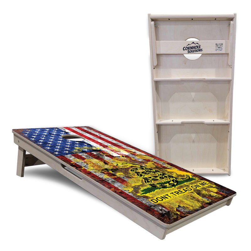 Tournament Boards - Don't Tread On Me Design Options - Professional Tournament 2'x4' Regulation Cornhole Set - 3/4″ Baltic Birch + UV Direct Print + UV Clear Coat