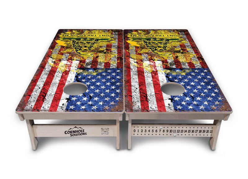 Tournament Boards - Don't Tread On Me Design Options - Professional Tournament 2'x4' Regulation Cornhole Set - 3/4″ Baltic Birch + UV Direct Print + UV Clear Coat