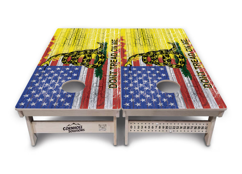 Tournament Boards - Don't Tread On Me Design Options - Professional Tournament 2'x4' Regulation Cornhole Set - 3/4″ Baltic Birch + UV Direct Print + UV Clear Coat