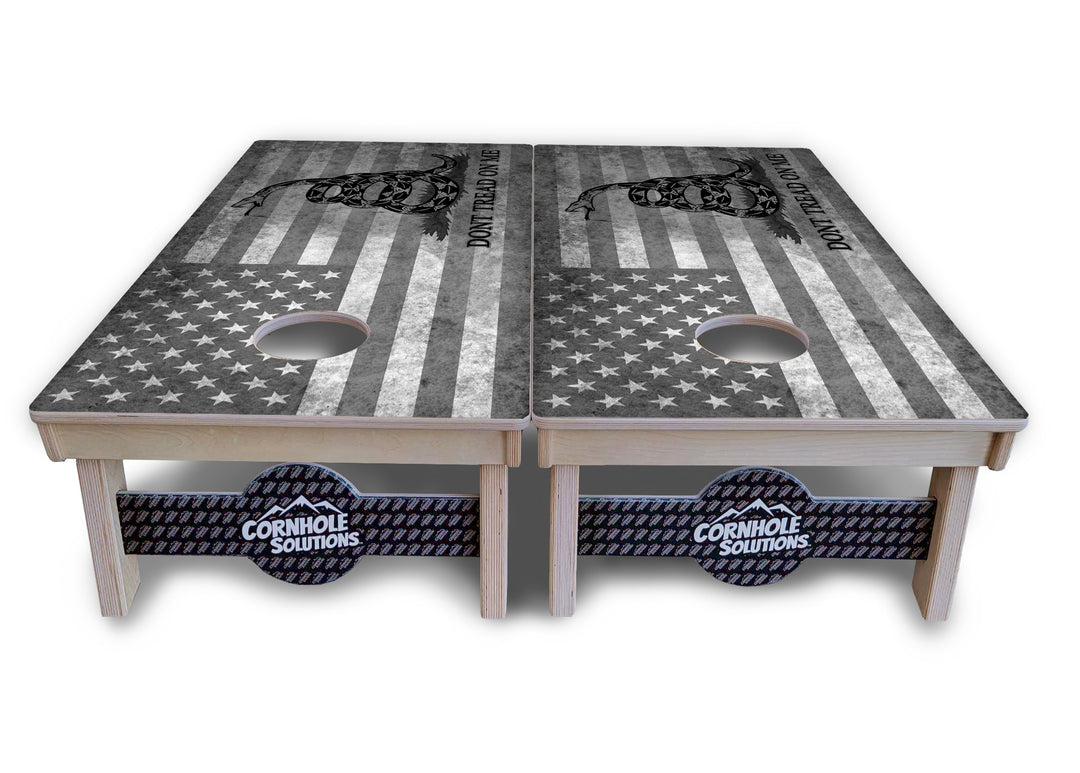 DTOM B&W Flag Cornhole Boards - Professional Tournament Series