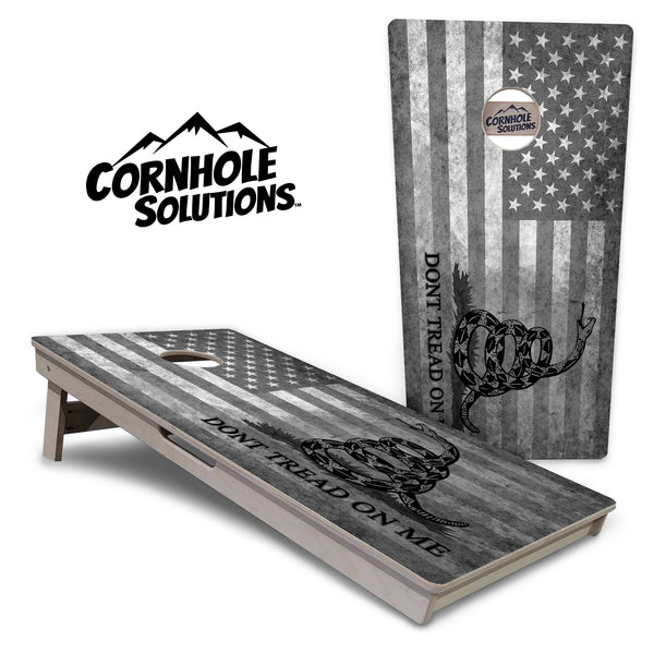 Tournament Boards - DTOM B&W Flag - Professional Tournament 2'x4' Regulation Cornhole Set - 3/4″ Baltic Birch + UV Direct Print + UV Clear Coat