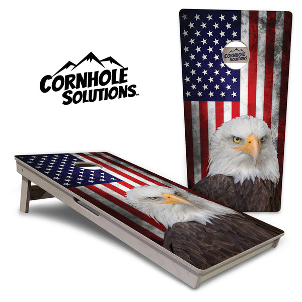 Tournament Boards - Eagle USA Flag Design - Professional Tournament 2'x4' Regulation Cornhole Set - 3/4″ Baltic Birch + UV Direct Print + UV Clear Coat