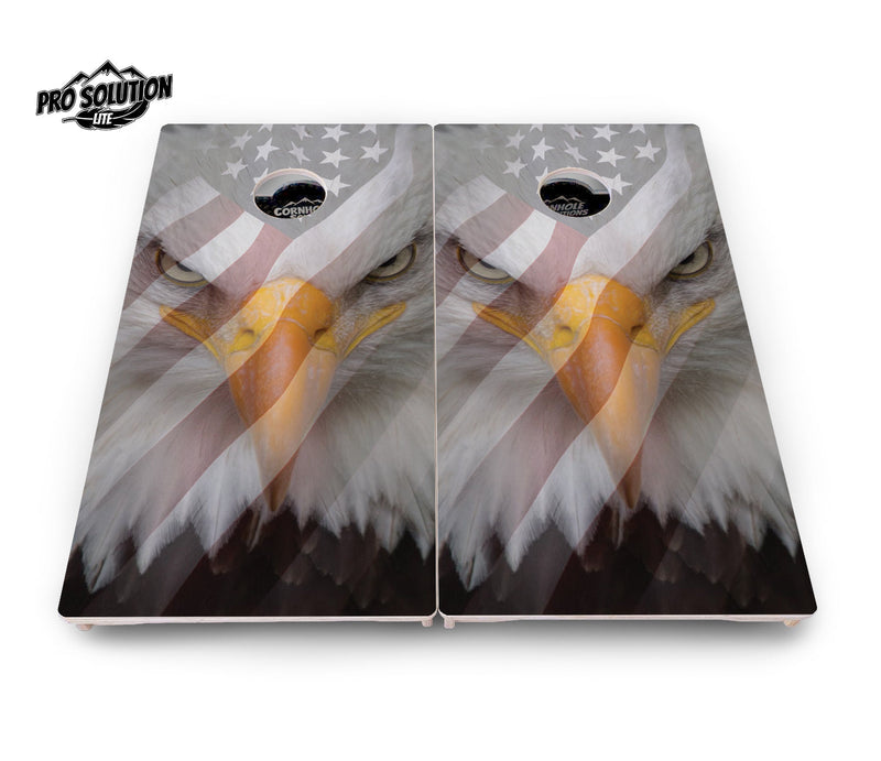 Pro Solution Elite - Freedom Eagle - Professional Tournament Cornhole Boards 3/4" Baltic Birch - Zero Bounce Zero Movement Vertical Interlocking Braces for Extra Weight & Stability +Double Thick Legs +Airmail Blocker