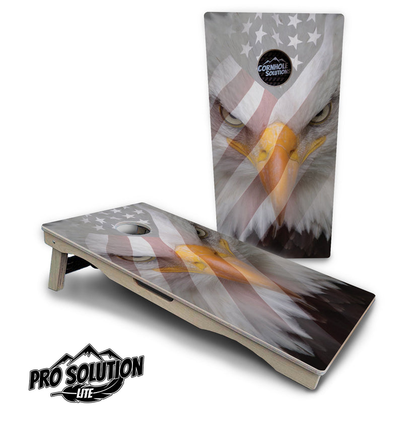 Pro Solution Elite - Freedom Eagle - Professional Tournament Cornhole Boards 3/4" Baltic Birch - Zero Bounce Zero Movement Vertical Interlocking Braces for Extra Weight & Stability +Double Thick Legs +Airmail Blocker